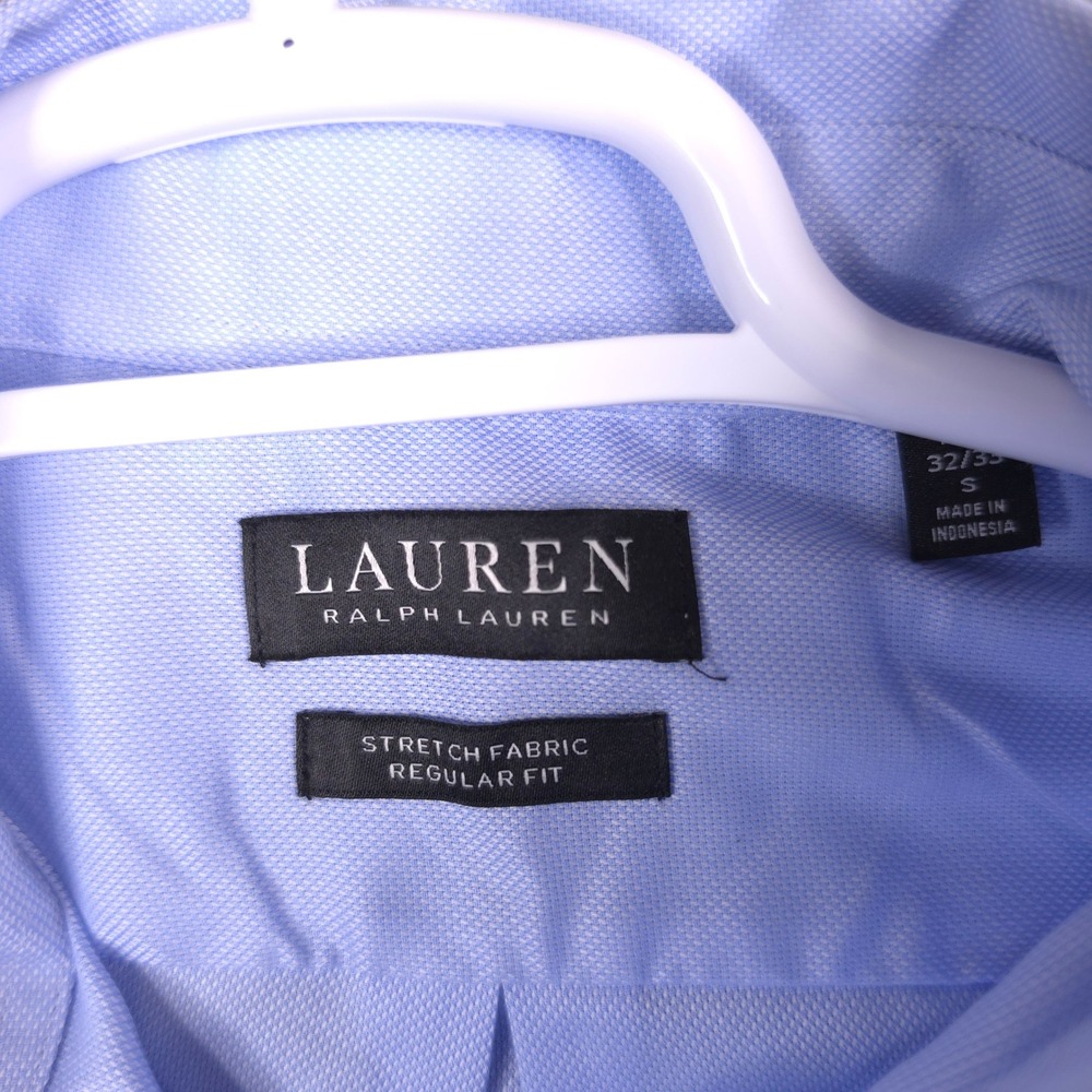 LAUREN RALPH LAUREN Dress Shirt Regular Fit Blue 14.5 32/33 Stretch Black Label - Picture 3 of 9